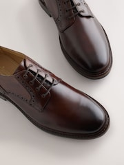 Tan Brown Leather Derby Shoes - Image 6 of 8