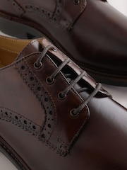 Tan Brown Leather Derby Shoes - Image 7 of 8