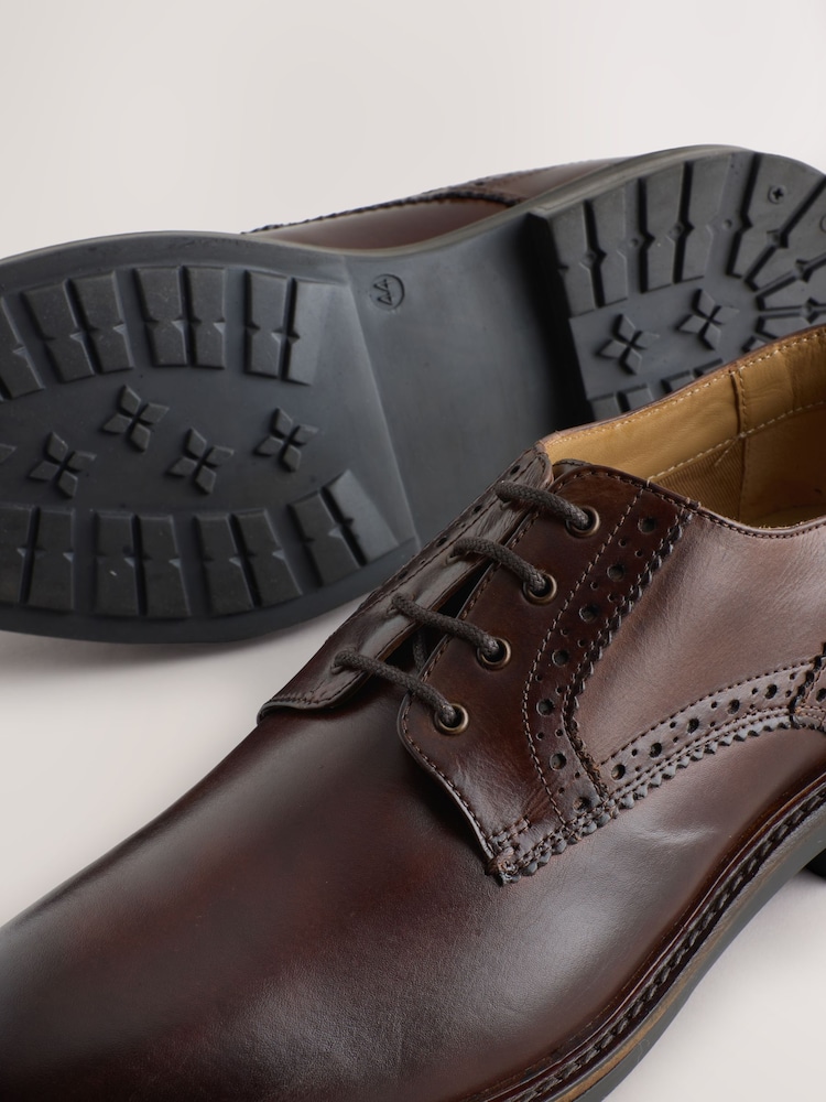 Tan Brown Leather Derby Shoes - Image 8 of 8