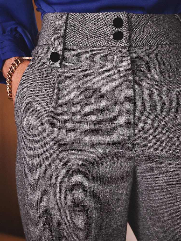 Love & Roses X Binky Grey Waist Detail Check Trousers - Image 4 of 4