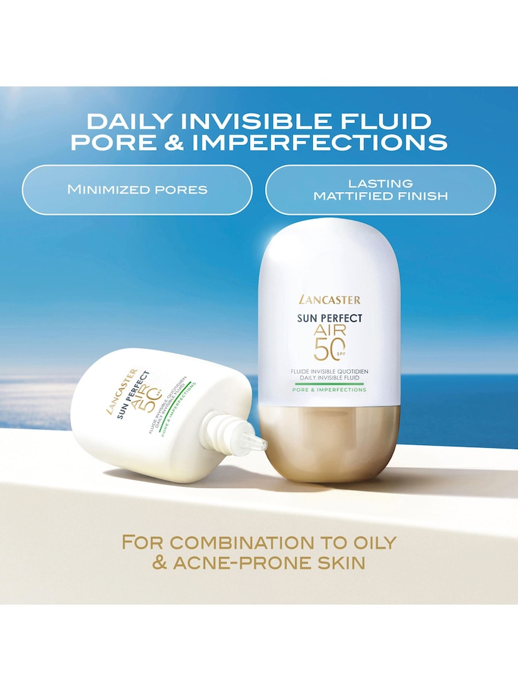 Lancaster Sun Perfect AIR Daily Invisible Fluid SPF50 Pore Imperfections 40ml - Image 2 of 4 Lancaster Sun Perfect AIR Daily Invisible Fluid SPF50 Pore Imperfections 40ml - Image 2 of 4