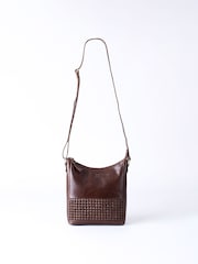 Lakeland Leather Brown Waverton Woven Medium Cross-Body Bag - Image 4 of 8