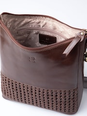 Lakeland Leather Brown Waverton Woven Medium Cross-Body Bag - Image 6 of 8