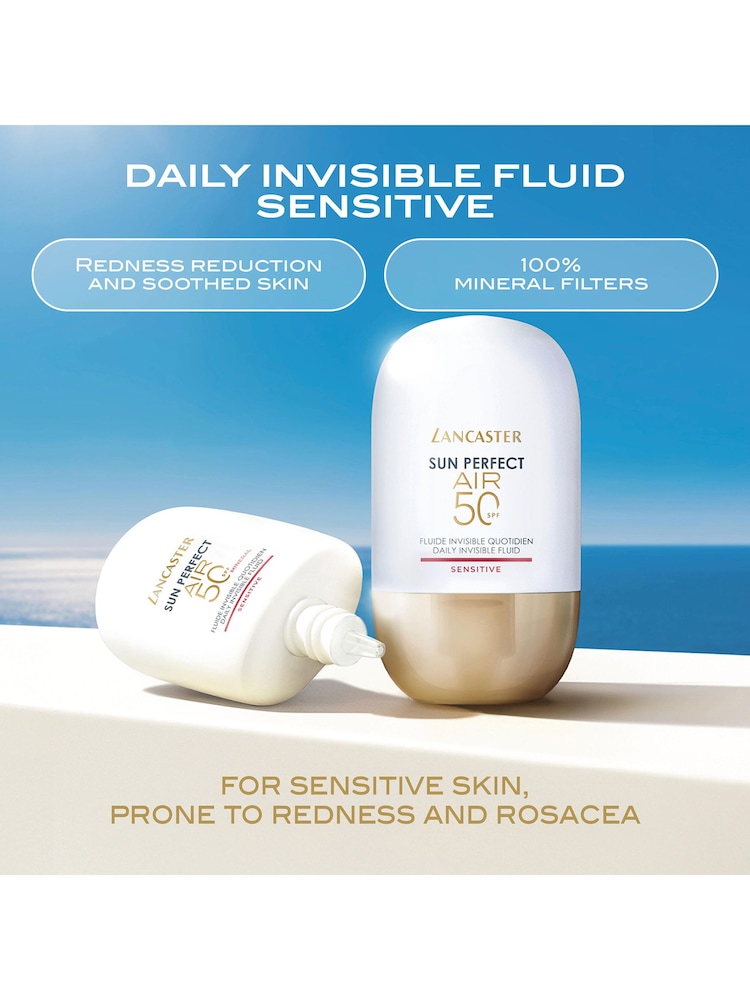 Lancaster Sun Perfect AIR Daily Invisible Fluid SPF50 Sensitive Mineral 40ml - Image 2 of 5 Lancaster Sun Perfect AIR Daily Invisible Fluid SPF50 Sensitive Mineral 40ml - Image 2 of 5