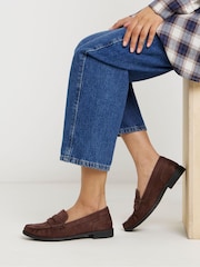 JD Williams Brown Extra Wide Fit Classic Loafers - Image 1 of 4