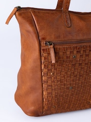 Lakeland Leather Brown Storrs Woven Tote Bag - Image 4 of 6