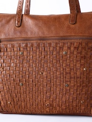 Lakeland Leather Brown Storrs Woven Tote Bag - Image 5 of 6