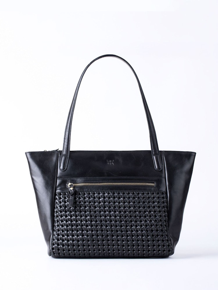 Lakeland Leather Black Waverton Woven Tote Bag - Image 1 of 7