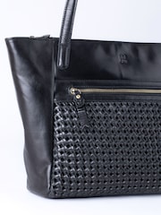 Lakeland Leather Black Waverton Woven Tote Bag - Image 5 of 7