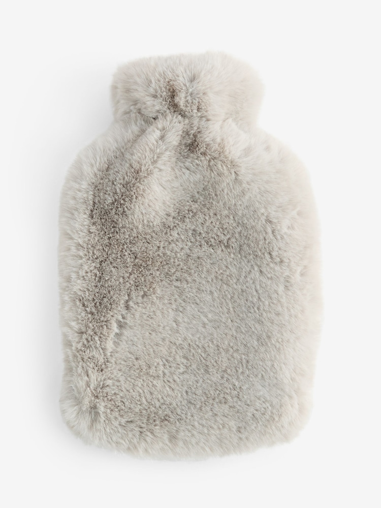 Grey Faux Fur Hot Water Bottle - Image 3 of 3 Grey Faux Fur Hot Water Bottle - Image 3 of 3