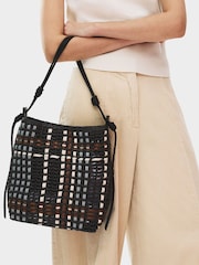 ブラック - Radley The Camden ラフィアチェック柄ショルダーバッグ - 画像 4 / 5