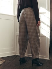Laura Ashley Brown Check Check Barrel Leg Trousers - Image 3 of 6