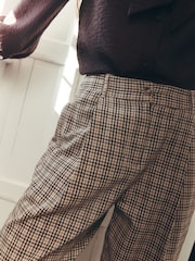 Laura Ashley Brown Check Check Barrel Leg Trousers - Image 4 of 6