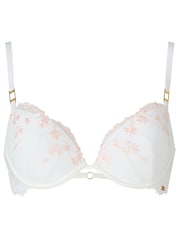 KBX White Pad Plunge Hallie Floral Embroidery Mesh Bra - Image 5 of 5