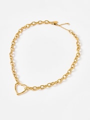 Oliver Bonas Gold Tone Danica Stainless Steel Waterproof Heart Charm Chain Necklace - Image 1 of 4
