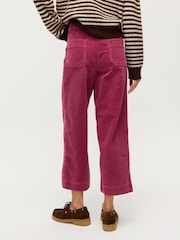 Oliver Bonas Pink Dark Corduroy Cropped Wide Leg Trousers - Image 2 of 7