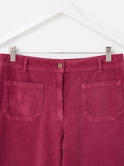 Oliver Bonas Pink Dark Corduroy Cropped Wide Leg Trousers - Image 3 of 7