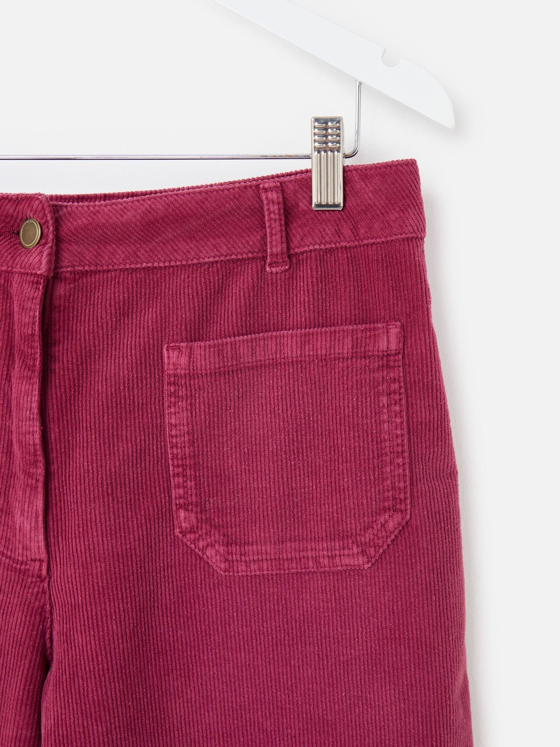 Buy Oliver Bonas Pink Dark Corduroy Cropped Wide Leg Trousers from