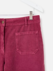 Oliver Bonas Pink Dark Corduroy Cropped Wide Leg Trousers - Image 4 of 7