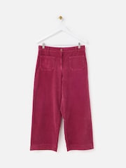 Oliver Bonas Pink Dark Corduroy Cropped Wide Leg Trousers - Image 6 of 7