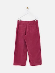 Oliver Bonas Pink Dark Corduroy Cropped Wide Leg Trousers - Image 7 of 7