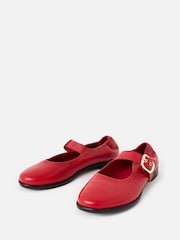 Oliver Bonas Red Leather Ballet Shoes - Image 2 of 7