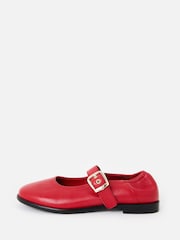 Oliver Bonas Red Leather Ballet Shoes - Image 3 of 7