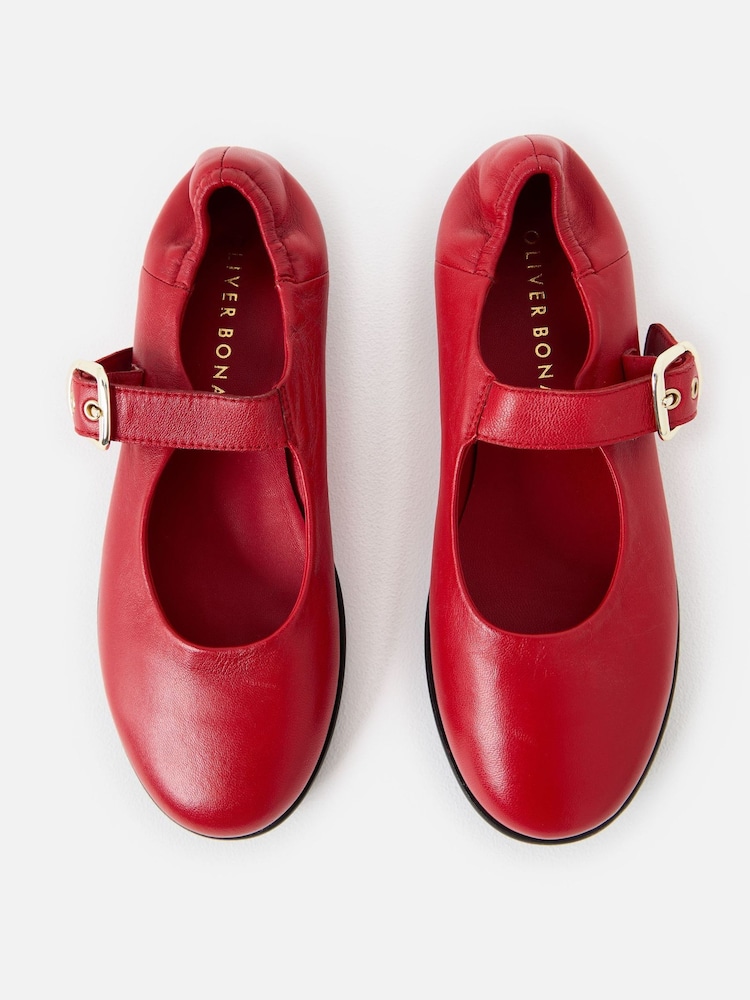 Oliver Bonas Red Leather Ballet Shoes - Image 7 of 7 Oliver Bonas Red Leather Ballet Shoes - Image 7 of 7