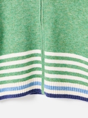 Oliver Bonas Green Cream Striped Zip Up Knitted Bomber Jacket - Image 6 of 8