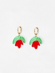 Oliver Bonas Red Tessa Resin Flower Drop Earrings - Image 1 of 5