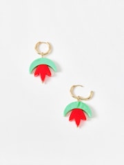 Oliver Bonas Red Tessa Resin Flower Drop Earrings - Image 3 of 5