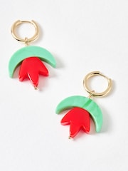 Oliver Bonas Red Tessa Resin Flower Drop Earrings - Image 4 of 5