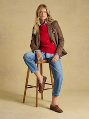 Joules Bright Red Classic Crew Neck Cotton Cable Knit Jumper - Image 6 of 9