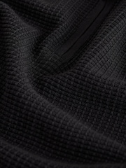 Black Smart Textured Quarter Zip Knitted Polo Shirt - Image 8 of 8