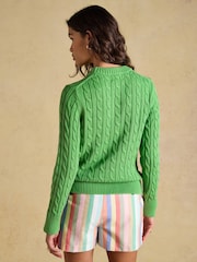 Joules Light Green Classic Crew Neck Cotton Cable Knit Jumper - Image 2 of 7