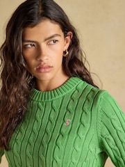 Joules Light Green Classic Crew Neck Cotton Cable Knit Jumper - Image 4 of 7