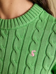 Joules Light Green Classic Crew Neck Cotton Cable Knit Jumper - Image 5 of 7
