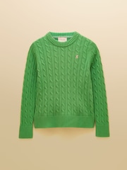 Joules Light Green Classic Crew Neck Cotton Cable Knit Jumper - Image 7 of 7