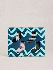 White Stuff Light Grey Bike Pattern Ankle Socks 4 Pack - Image 4 of 4