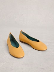 White Stuff Yellow Cheri Leather Ballerinas - Image 3 of 4