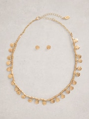 White Stuff Gold Tone Katie Disc Necklace And Earrings Set 2 Pack - Image 1 of 3