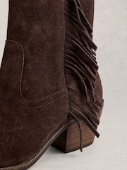 White Stuff Brown Cherry Fringe Ankle Boots - Image 4 of 4