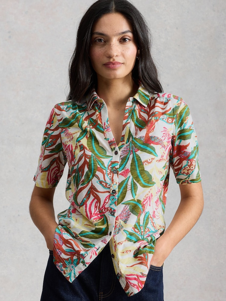 White Stuff White Annie Short Sleeve Jersey Shirt - Image 1 of 6