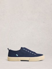 White Stuff Blue Pippa Canvas Lace-Up Trainers - Image 1 of 4