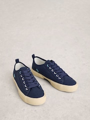 White Stuff Blue Pippa Canvas Lace-Up Trainers - Image 2 of 4