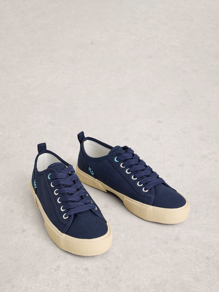 White Stuff Blue Pippa Canvas Lace-Up Trainers - Image 2 of 4 White Stuff Blue Pippa Canvas Lace-Up Trainers - Image 2 of 4