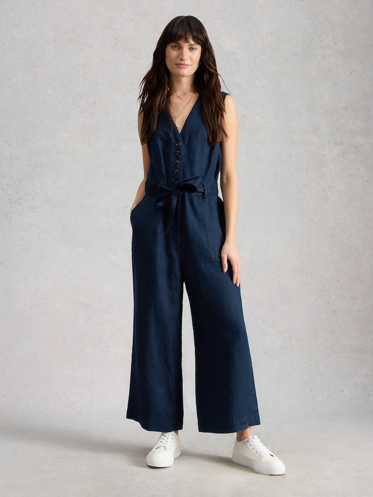 White Stuff Betty Linen Jumpsuit - 6的图像1｝