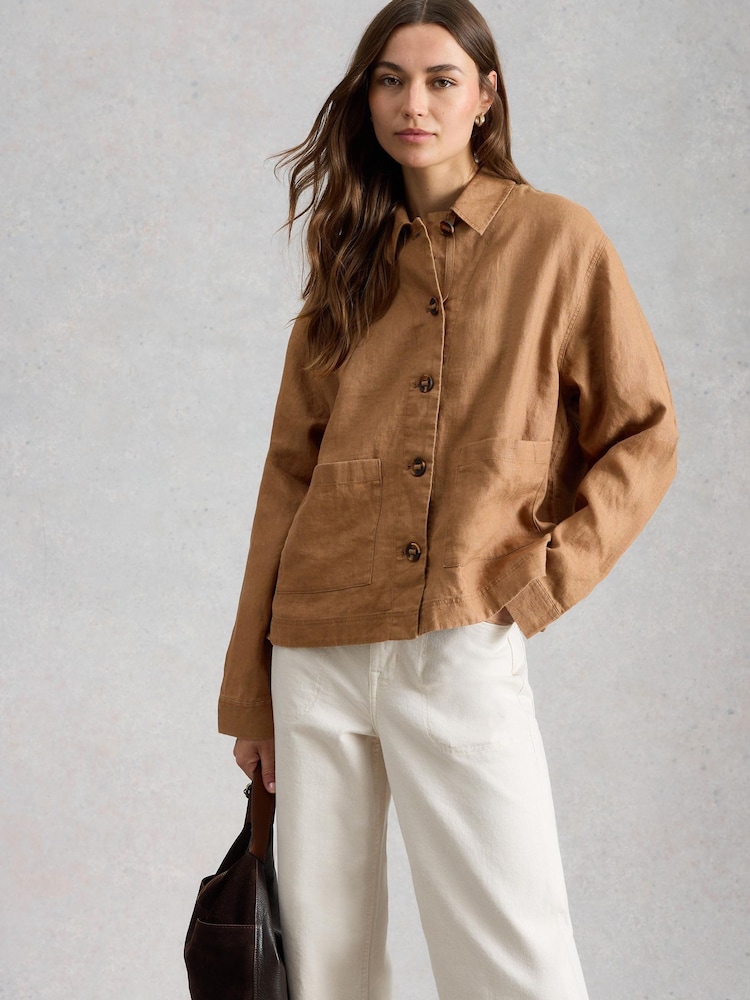 White Stuff Brown Isabel Linen Jacket - Image 1 of 6 White Stuff Brown Isabel Linen Jacket - Image 1 of 6