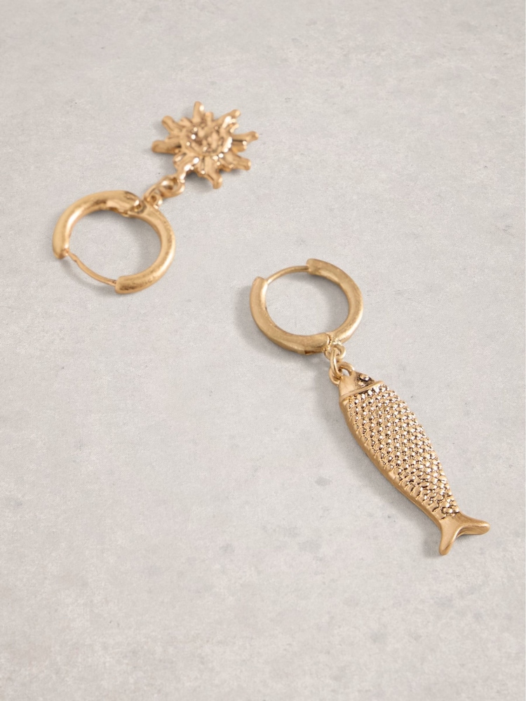 White Stuff Gold Tone Sunny Charm Earrings - Image 2 of 2