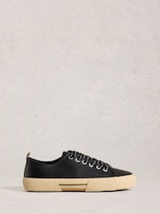 White Stuff Black Pippa Leather Lace Up Trainers - Image 1 of 4